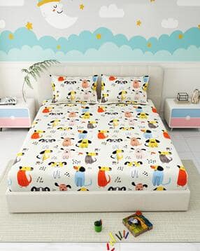 homeful style Pinted Queen Bedsheet with Pillow Covers-picture-23