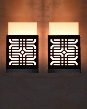 gojeeva Pack of 2 Decorative Wooden Wall Lamps-picture-19