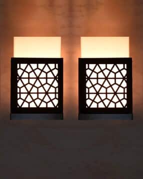 gojeeva Pack of 2 Decorative Wooden Wall Lamps-picture-14
