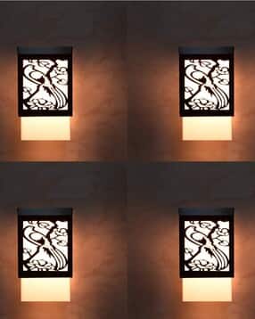 gojeeva Set of 4 Laser-Cut Wooden LED Wall Lamps -picture-16
