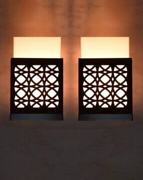 gojeeva Pack of 2 Decorative Wooden Wall Lamps-picture-21