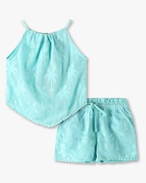 kg frendz Girls Woven Top & Shorts Set-picture-16