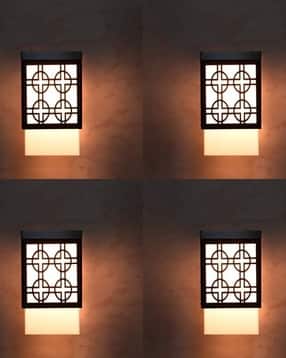 Set of 4 Laser-Cut Wooden LED Wall Lamps -image-45