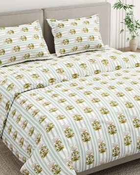 haus & kinder 186 TC Floral Print King-Size Bedsheet with Pillow Covers-picture-26