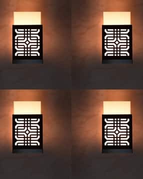 gojeeva kraft Pack of 4 Wooden Modern Design Wall Lamps-picture-31