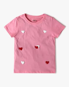 yousta Girls Heart Applique Regular Fit Crew-Neck T-Shirt-picture-18
