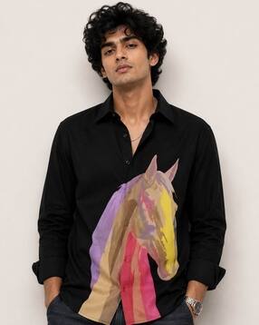lizardian Men Horse Print Regular Fit Shirt-picture-25