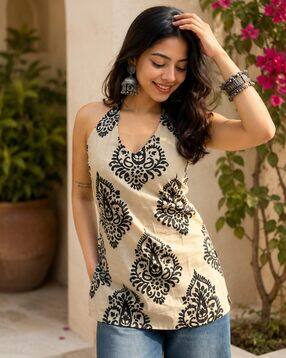 svaraa Women Printed Tailored Fit Halter-Neck Tunic-picture-26