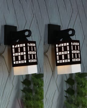 gojeeva kraft Set of 2 Wooden Modern Design Wall Lamps-picture-30