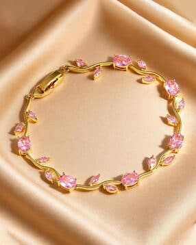 the pari Women Gold-Plated Stone-Studded Link Bracelet-picture-33