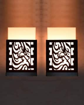 gojeeva Pack of 2 Decorative Wooden Wall Lamps-picture-16