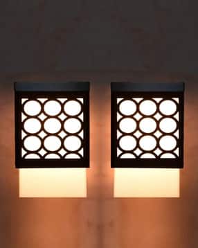 gojeeva Set of 2 Laser-Cut Wooden LED Wall Lamps -picture-25