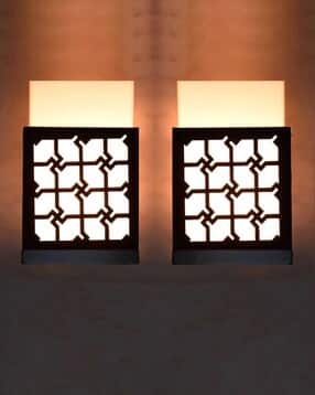 gojeeva Pack of 2 Decorative Wooden Wall Lamps-picture-23