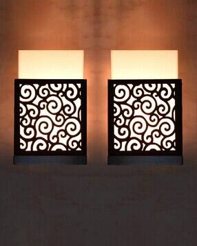gojeeva Pack of 2 Decorative Wooden Wall Lamps-picture-13