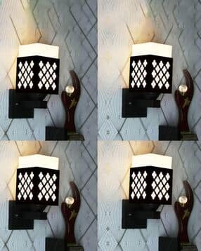 gojeeva kraft Pack of 4 Wooden Modern Design Wall Lamps-picture-31