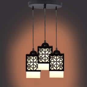 Zuper 3 Light Creative Wooden Plastic Metal Square Pendant Light Lamp-image-1