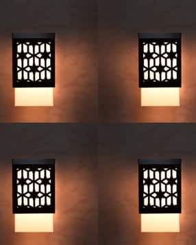 Set of 4 Laser-Cut Wooden LED Wall Lamps -image-44