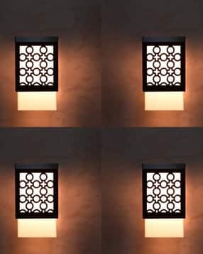 gojeeva Set of 4 Laser-Cut Wooden LED Wall Lamps -picture-13