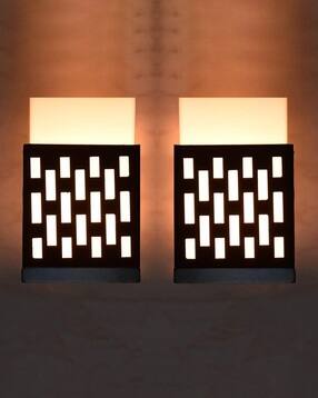 gojeeva Pack of 2 Decorative Wooden Wall Lamps-picture-49
