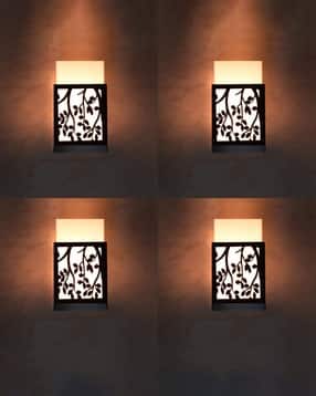 gojeeva kraft Pack of 4 Wooden Modern Design Wall Lamps-picture-30