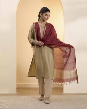 biba Women Woven Dupatta with Tassels-picture-15