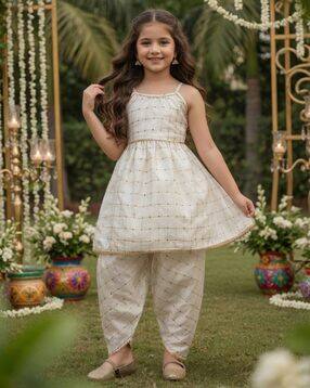 cutiekins Girls Self-Design Kurta & Dhoti Pants Set-picture-10