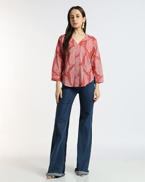 svrnaa by azorte Women Button down Printed Top-picture-34