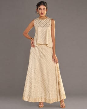 avaasa mix n' match By Aarke Ritu Kumar Women Striped Top & Skirt Set-picture-28