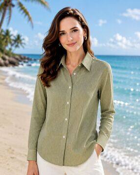 fyre rose Women Striped Spread-Collar Shirt-picture-50