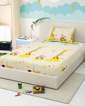 150 TC Printed Single Bedsheet with Pillow Cover -image-28