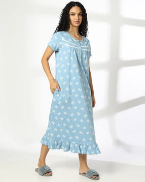 rio Women Floral Print Nighty with Pocket-picture-53