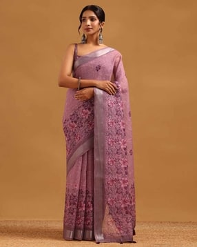Women Botanical Saree with Blouse Piece-image-26