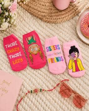 thela gaadi Women Pack of 2 Printed Ankle-Length Socks-picture-10
