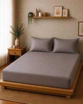 linen home Double Size Flat Bedsheet with Pillow Covers -picture-13