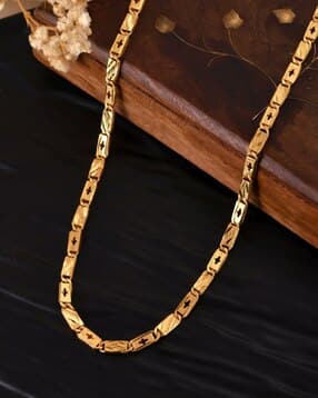 valley of jewellery (voj) Men Gold Plated Designer Biscuit Chain -picture-23