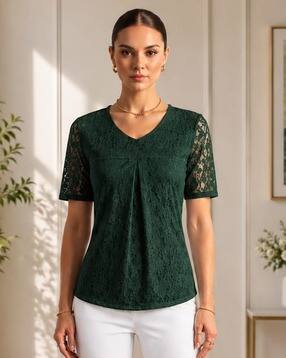 revangi Women Lace Relaxed Fit V-Neck Top-picture-50