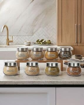 skwaion Clear Glass Storage Jar with Steel Lid -picture-43
