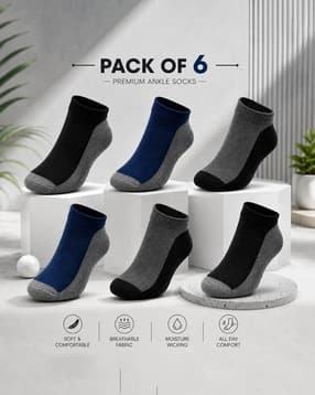 usoxo Men Pack of 6 Colourblocked Everyday Socks-picture-12
