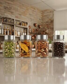 skwaion Clear Glass Jar with See-Through Steel Lid -picture-23