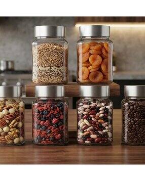 Pack of 6 Clear Glass Jar with Steel Lid -image-36