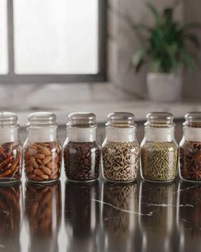 skwaion Clear Glass Jar with Glass Lid -picture-53