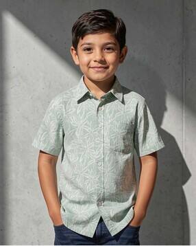 tinymini Boys Floral Print Regular Fit Shirt-picture-11