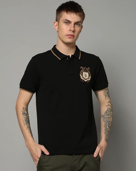 U.S. Polo Assn. Men Slim Fit Pique Polo T-Shirt Black