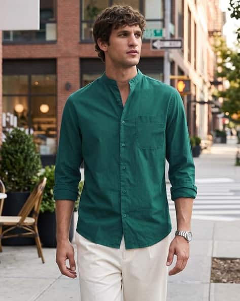 The Indian Garage Co Cotton Shirt with Patch Pocket