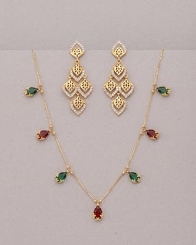 brado jewellery Women Gold Plated Necklace with Earrings Set -picture-34