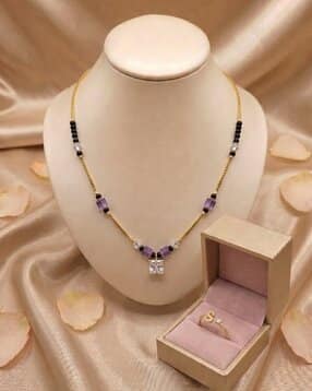 brado jewellery Women Gold-Plated Short Mangalsutra with Ring-picture-27