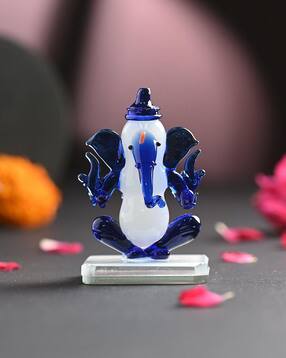 afast Glass Lord Ganesha Showpiece - 4.5 cm x 4 cm x 7 cm-picture-18