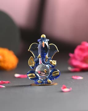 afast Gold Glass Ganesha Idol Showpiece - 4 cm x 3 cm x 6 cm-picture-34