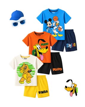 kuchipoo Boys Printed Set of 3 Shorts & T-Shirt Set-picture-9