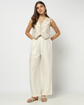 yousta Women Embroidered Palazzos with Insert Pockets-picture-20